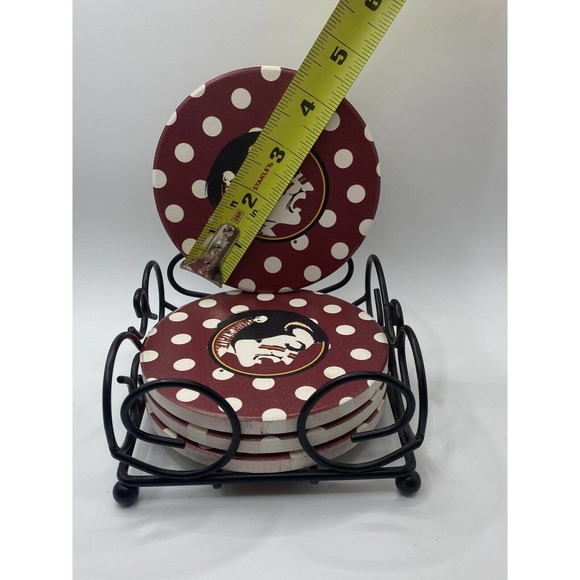 FSU SEMINOLES Four Pack Cork Coaster Set With Storage Holder Football Fan Gift - Picture 4 of 4
